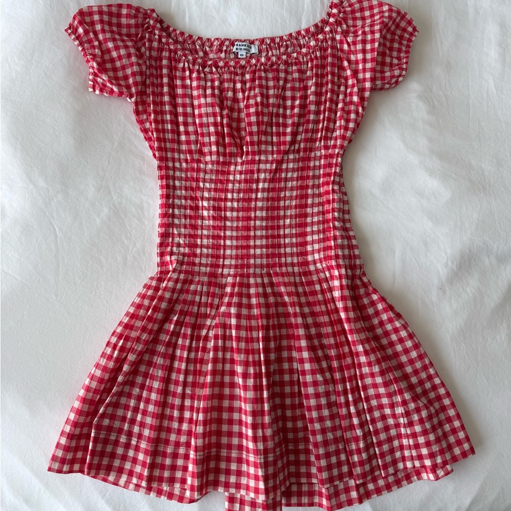 Frankie’s Bikinis Red Gingham Print Mini Dress